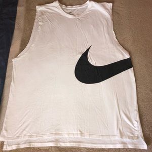 Nike white sleeveless with black check mark